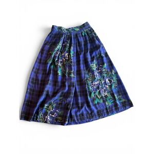 Fairy Grunge Plaid Dark Floral Vintage SK & Company Midi‎ Skirt 90s Cottagecore